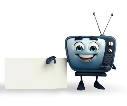Tv character with sign Stock Illustration