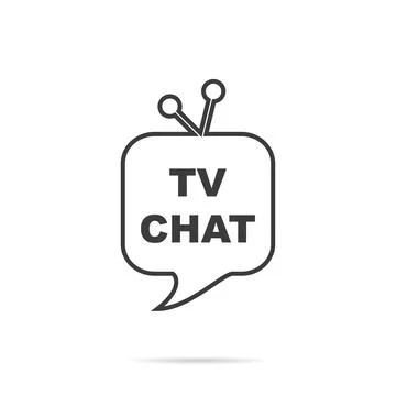 TV chat logo, with shadow on white background Illustrazione stock