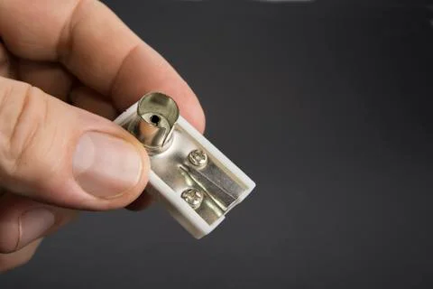 TV connector without cable on the black Stock Photos