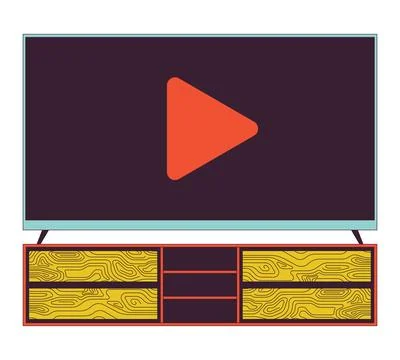 Tv on console table 2D linear cartoon object Stock Illustration