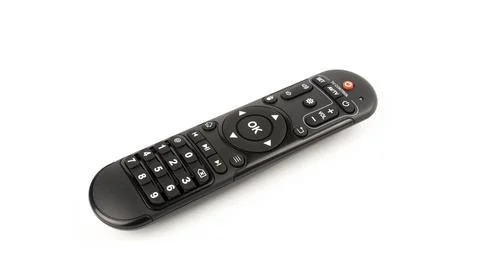 TV control. Infrared remote control for controlling various devices. 库存照片
