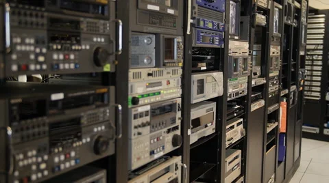 TV CONTROL ROOM DOLLY IN Stock Footage 58952495