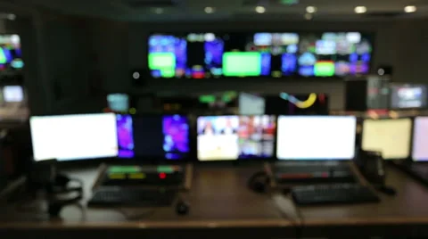 TV control room out of focus track right Stock-Footage 50883878