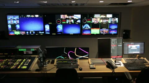 TV control room track left Stock-Footage 50884738