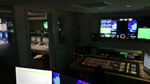 TV control room track right Stock-Footage 50884672