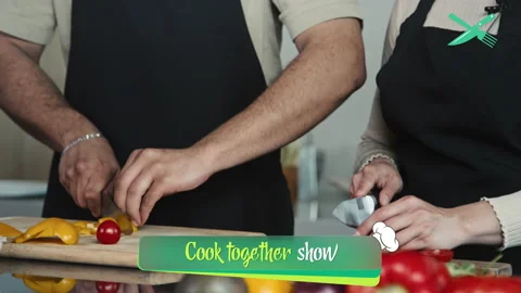 TV Cooking Show with Two Chefs Preparing Meal Stock Footage 262065567