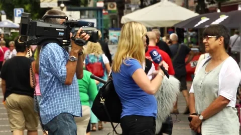 TV crew in action Stock Footage 42139526