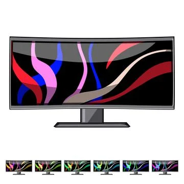 Tv curved screen cartoon vector graphic Stock Illustration