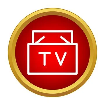 Tv delivery box icon on red background Illustrazione stock