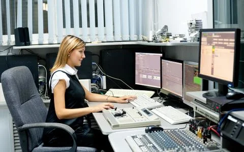 Tv director at editor 写真素材