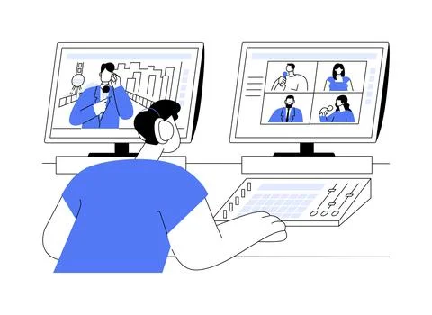 TV editor isolated cartoon vector illustrations. Ilustración de archivo