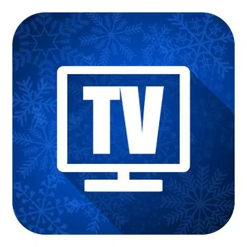 Tv flat icon, christmas button, television sign. Ilustración de archivo
