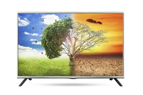 TV flat screen nature isolated white background. Stock Illustration