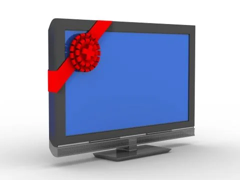 TV in gift on white background. Isolated 3D image Stock Illustration