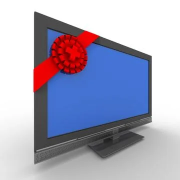 TV in gift on white background. Isolated 3D image Stock Illustration