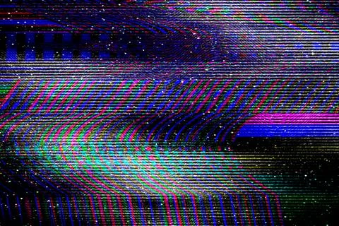 TV Glitch psychedelic Noise background Old VHS screen error Digital pixel noise Stock Illustration