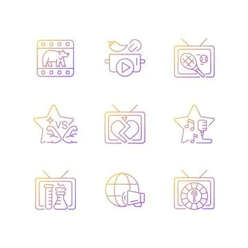 TV gradient linear vector icons set 스톡 일러스트