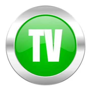 Tv green circle chrome web icon isolated. Ilustración de archivo