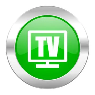 Tv green circle chrome web icon isolated. Stock Illustration