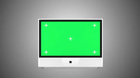 Tv with Green Screen With Alpha Stock Footage 24814929