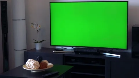 A TV with a green screen Stock Footage