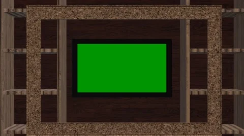 TV with a green screen in the room, 3d animation Stock Footage 51363099