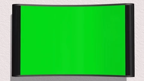 TV with green screen is switched on with remote control Stock-Footage 73292653