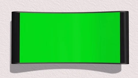 TV with green screen is switched on with remote control 스톡 동영상 73292676