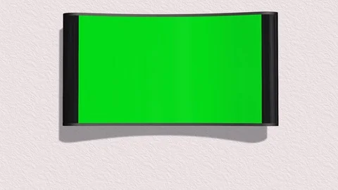 TV with green screen is switched on with remote control 스톡 동영상 73292824