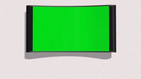 TV with green screen is switched on with remote control 스톡 동영상 73293163