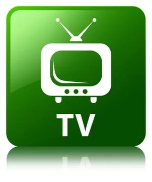 TV green square button Stock Illustration
