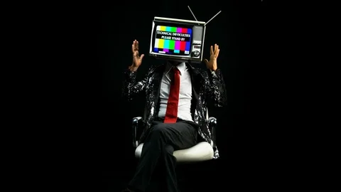 Tv head television broadcast man dificulties businessman Stock Footage 100704591