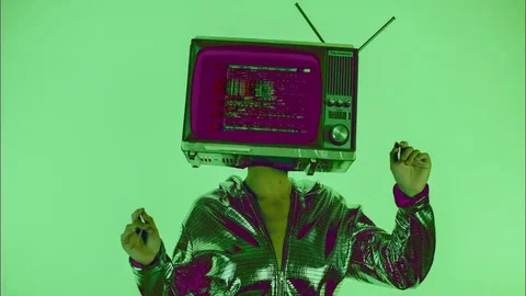 Tv head television broadcast screen woman dancer body static 動画素材 80437236