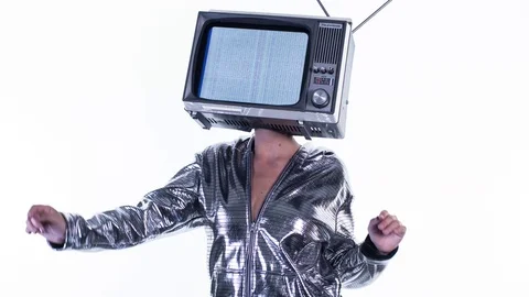 Tv head television broadcast screen woman dancer body code Stock Footage 82403631