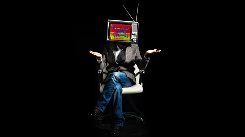 Tv head television broadcast screen businessman work Stock Footage 99747078