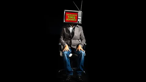Tv head television broadcast screen businessman work Stock Footage 99747209