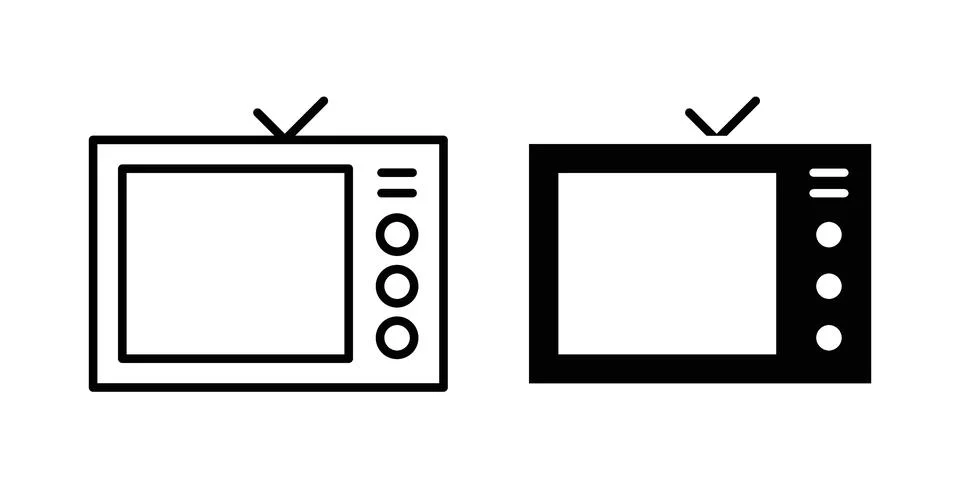 TV icon black vector isolated on white 스톡 일러스트