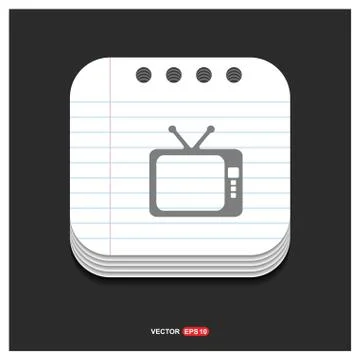Tv Icon Gray icon on Notepad Style template Vector EPS 10 Free Icon Illustrazione stock
