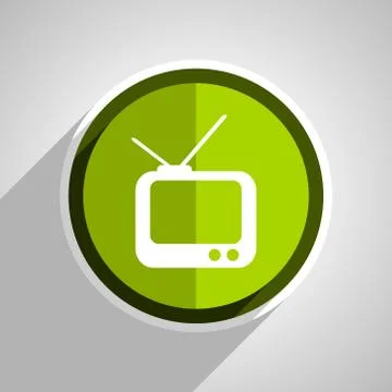 Tv icon, green circle flat design internet button, web and mobile app illustr Stock Illustration
