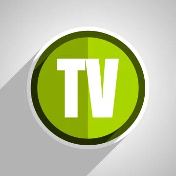 Tv icon, green circle flat design internet button, web and mobile app illustr Stock Illustration