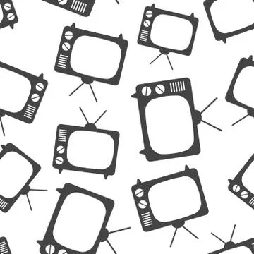 Tv icon seamless pattern background. Business flat vector illustration. Telev Stock Illustration