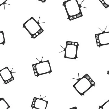 Tv icon seamless pattern background. Business flat vector illustration. Telev Stock Illustration