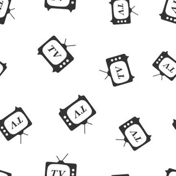 Tv icon seamless pattern background. Business flat vector illustration. Telev Stock Illustration
