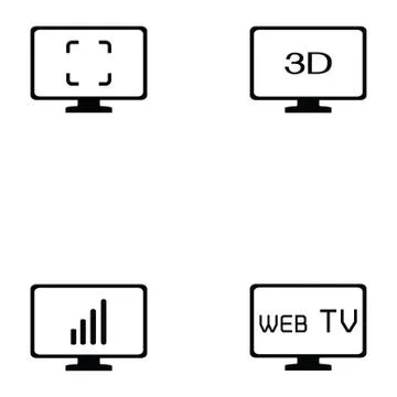 Tv icon set Stock Illustration