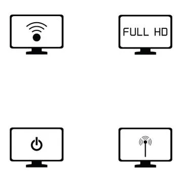 Tv icon set Illustrazione stock