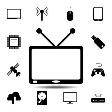 Tv icon. Simple glyph vector element of Technology icons set for UI and UX, w Stock Illustration