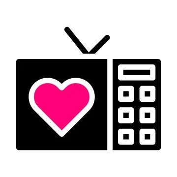 Tv icon solid black pink style valentine vector illustration perfect. Stock Illustration