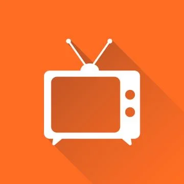 Tv Icon vector illustration in flat style isolated on orange background with  Illustrazione stock