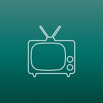 Tv Icon vector illustration in line style on green background. Television sym Stock Illustration