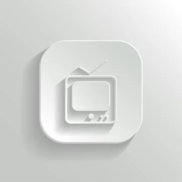 TV icon - vector white app button Illustrazione stock
